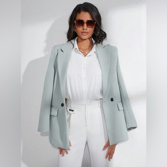 SHEIN Double Breasted Neck Blazer, Size L - Picture 2 of 5